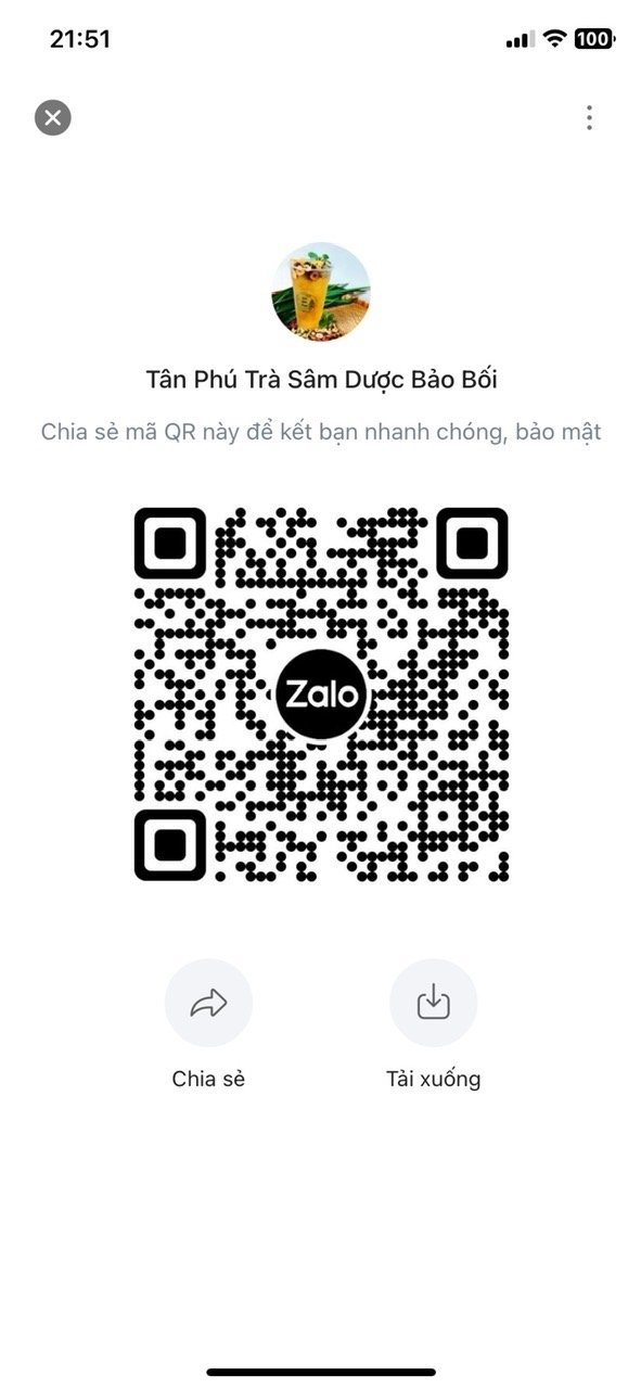Mã QR Zalo Tân Phú Trà Sâm Dược Bảo Bối